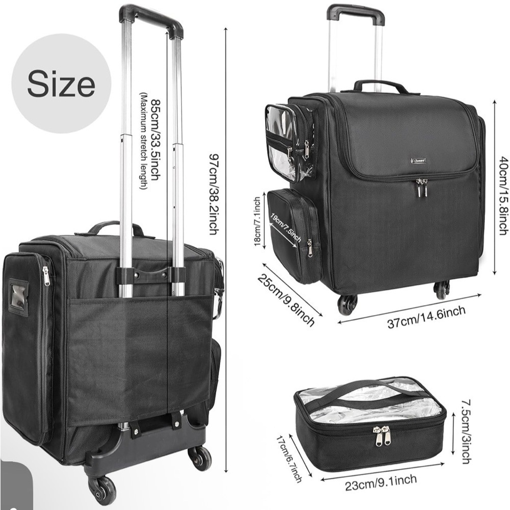 Relavel Rolling Makeup Case Cosmetology Case on Wheels Hair Stylist/Hairdresser - Picture 2 of 7